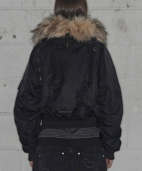 FANCY CLUB（ファンシークラブ）の「【FANCY CLUB】EYELET FUR MA-1 / 【ファンシークラブ】アイレットファーＭＡ-1（MA-1・レディース・ブラック/バーガンディー・ONE SIZE）」の12枚目の写真