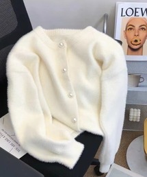 nico nico（ニコニコ）の「【 nico nico / ニコニコ 】ふんわりフェイクミンク クルーネックカーディガン（厚手・ミディ丈）（カーディガン/ボレロ）」