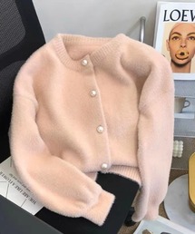 nico nico（ニコニコ）の「【 nico nico / ニコニコ 】ふんわりフェイクミンク クルーネックカーディガン（厚手・ミディ丈）（カーディガン/ボレロ・レディース）」