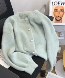 nico nico（ニコニコ）の「【 nico nico / ニコニコ 】ふんわりフェイクミンク クルーネックカーディガン（厚手・ミディ丈）（カーディガン/ボレロ）」