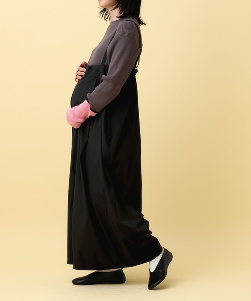 LEPSIM(レプシィム)の「【産前・産後対応】マタニティ/サス付きタックサロペ 593776(マタニティウェア/グッズ・レディース・キャメル/ブラック・FREE)」の6枚目の写真