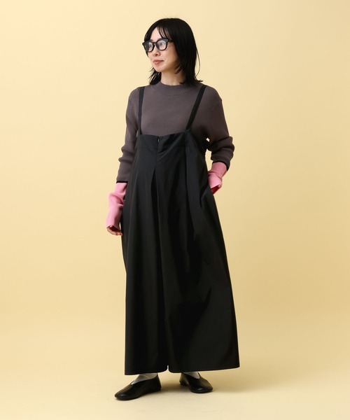 LEPSIM(レプシィム)の「【産前・産後対応】マタニティ/サス付きタックサロペ 593776(マタニティウェア/グッズ・レディース・キャメル/ブラック・FREE)」の8枚目の写真