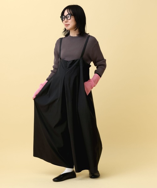 LEPSIM(レプシィム)の「【産前・産後対応】マタニティ/サス付きタックサロペ 593776(マタニティウェア/グッズ・レディース・キャメル/ブラック・FREE)」の9枚目の写真