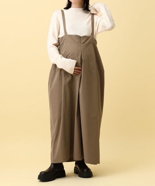 LEPSIM(レプシィム)の「【産前・産後対応】マタニティ/サス付きタックサロペ 593776(マタニティウェア/グッズ・レディース・キャメル/ブラック・FREE)」の10枚目の写真