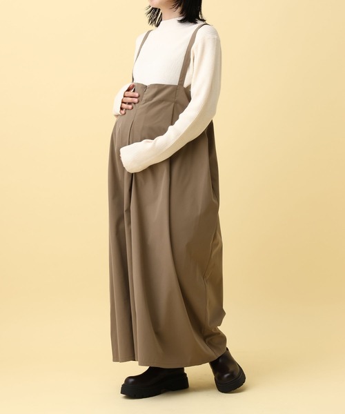 LEPSIM(レプシィム)の「【産前・産後対応】マタニティ/サス付きタックサロペ 593776(マタニティウェア/グッズ・レディース・キャメル/ブラック・FREE)」の12枚目の写真