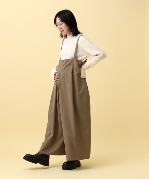 LEPSIM(レプシィム)の「【産前・産後対応】マタニティ/サス付きタックサロペ 593776(マタニティウェア/グッズ・レディース・キャメル/ブラック・FREE)」の16枚目の写真