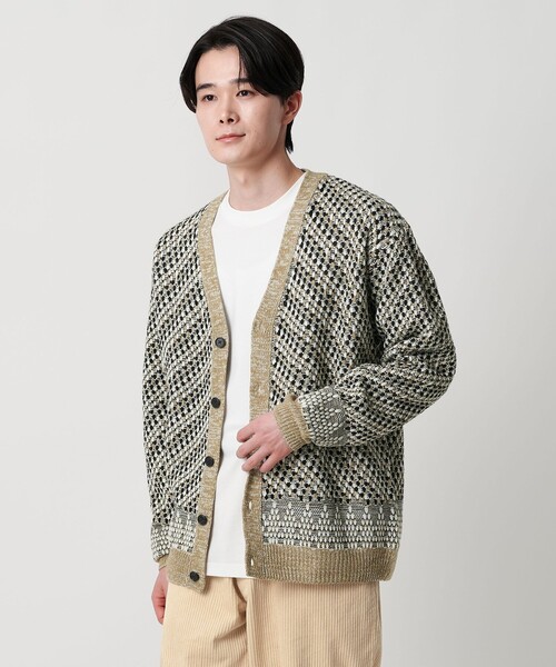 A DAY IN THE LIFE UNITED ARROWS(アデイインザライフユナイテッドアローズ)の「アブストラクト パターン カーディガン-ウォッシャブル-<A DAY IN THE LIFE>(カーディガン/ボレロ・メンズ・ブラック/ベージュ/ネイビー・L/M)」の1枚目の写真