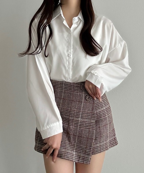 Cham.（チャム）の「シアーオーバーシャツ（シャツ/ブラウス・レディース・ブラック/オフホワイト/ブルー・F）」の5枚目の写真