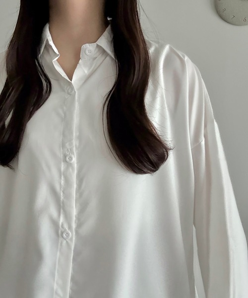 Cham.（チャム）の「シアーオーバーシャツ（シャツ/ブラウス・レディース・ブラック/オフホワイト/ブルー・F）」の11枚目の写真