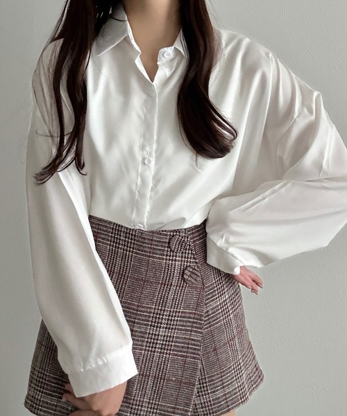 Cham.（チャム）の「シアーオーバーシャツ（シャツ/ブラウス・レディース・ブラック/オフホワイト/ブルー・F）」の16枚目の写真