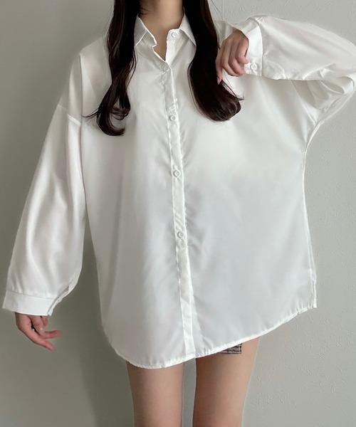 Cham.（チャム）の「シアーオーバーシャツ（シャツ/ブラウス・レディース・ブラック/オフホワイト/ブルー・F）」の18枚目の写真