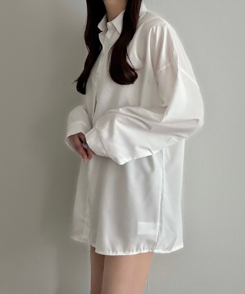 Cham.（チャム）の「シアーオーバーシャツ（シャツ/ブラウス・レディース・ブラック/オフホワイト/ブルー・F）」の20枚目の写真