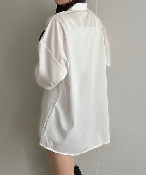 Cham.（チャム）の「シアーオーバーシャツ（シャツ/ブラウス・レディース・ブラック/オフホワイト/ブルー・F）」の21枚目の写真