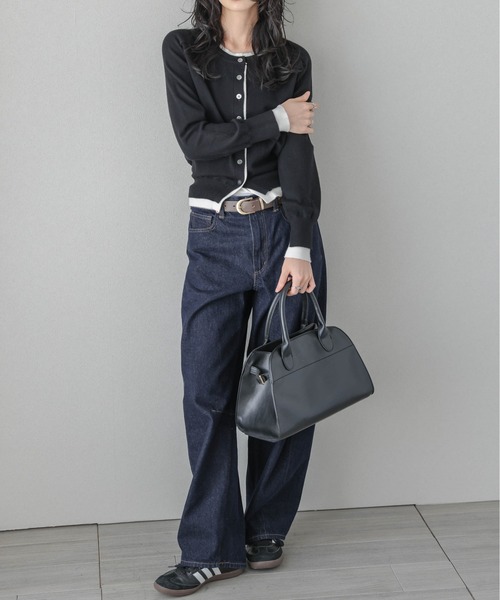 La-gemme（ラジェム）の「バイカラーレイヤードニットカーディガン（カーディガン/ボレロ・レディース・ブラウン/グレー/ブラック・フリー）」の5枚目の写真