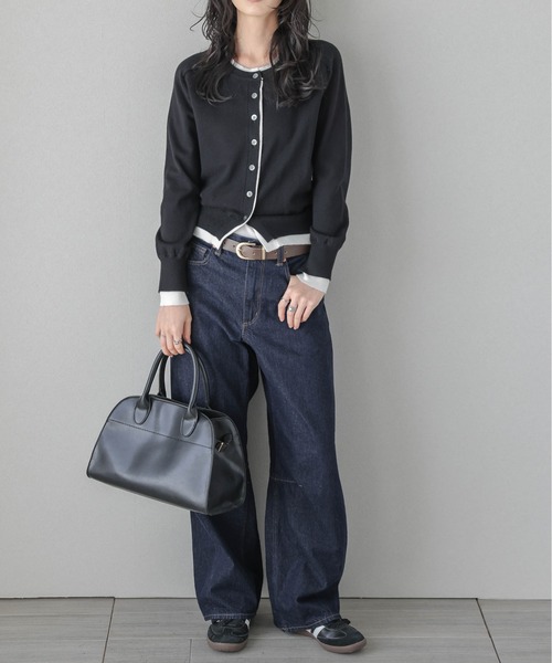 La-gemme（ラジェム）の「バイカラーレイヤードニットカーディガン（カーディガン/ボレロ・レディース・ブラウン/グレー/ブラック・フリー）」の6枚目の写真