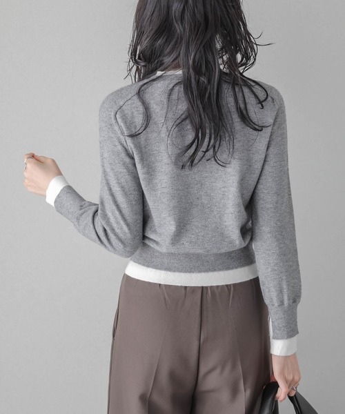 La-gemme（ラジェム）の「バイカラーレイヤードニットカーディガン（カーディガン/ボレロ・レディース・ブラウン/グレー/ブラック・フリー）」の13枚目の写真