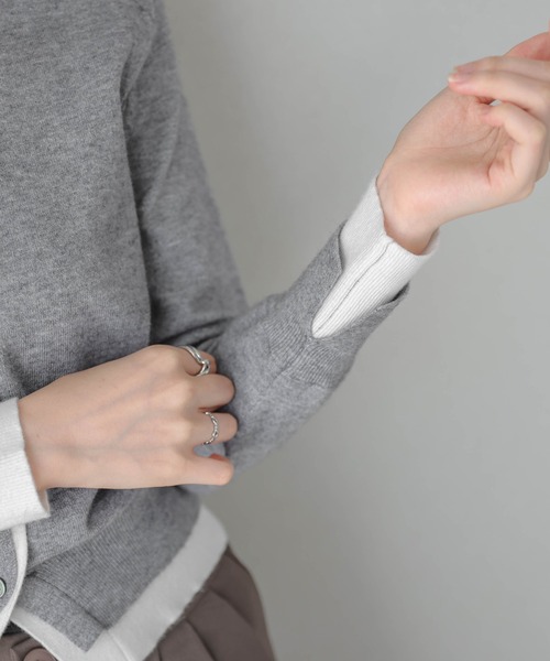 La-gemme（ラジェム）の「バイカラーレイヤードニットカーディガン（カーディガン/ボレロ・レディース・ブラウン/グレー/ブラック・フリー）」の15枚目の写真