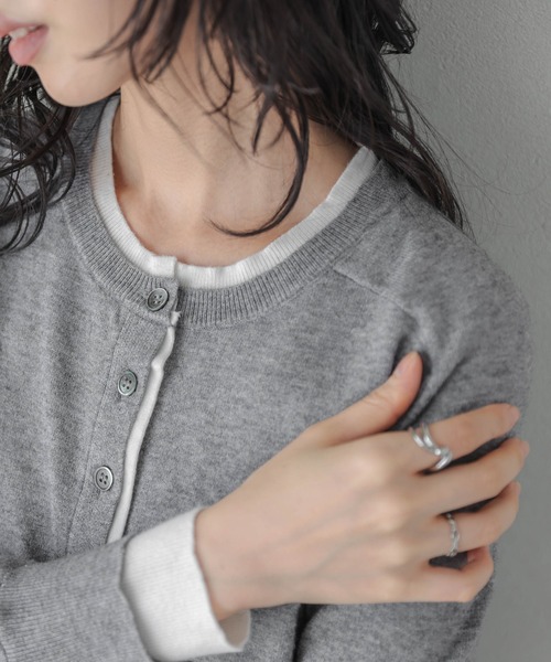 La-gemme（ラジェム）の「バイカラーレイヤードニットカーディガン（カーディガン/ボレロ・レディース・ブラウン/グレー/ブラック・フリー）」の16枚目の写真