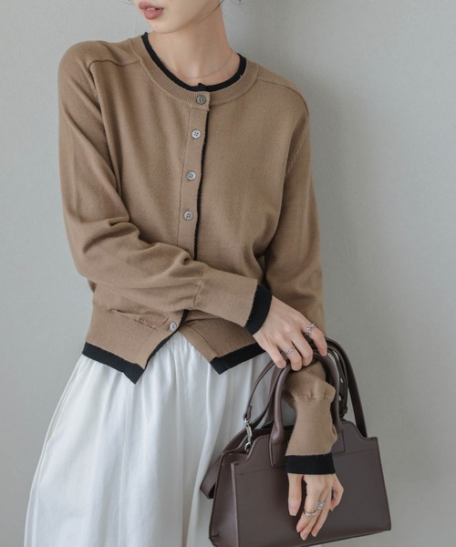 La-gemme（ラジェム）の「バイカラーレイヤードニットカーディガン（カーディガン/ボレロ・レディース・ブラウン/グレー/ブラック・フリー）」の18枚目の写真
