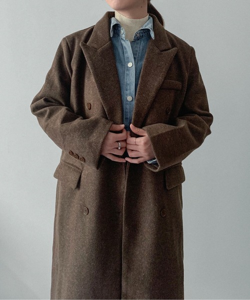 on:nue(オンニュ)の「【on:nue】ダブルボタンロングチェスターコート(チェスターコート・レディース・ブラック/アイボリー/ブラウン・FREE)」の9枚目の写真