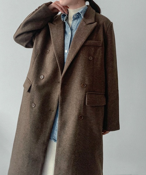 on:nue(オンニュ)の「【on:nue】ダブルボタンロングチェスターコート(チェスターコート・レディース・ブラック/アイボリー/ブラウン・FREE)」の8枚目の写真