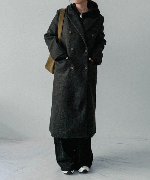 on:nue(オンニュ)の「【on:nue】ダブルボタンロングチェスターコート(チェスターコート・レディース・ブラック/アイボリー/ブラウン・FREE)」の12枚目の写真