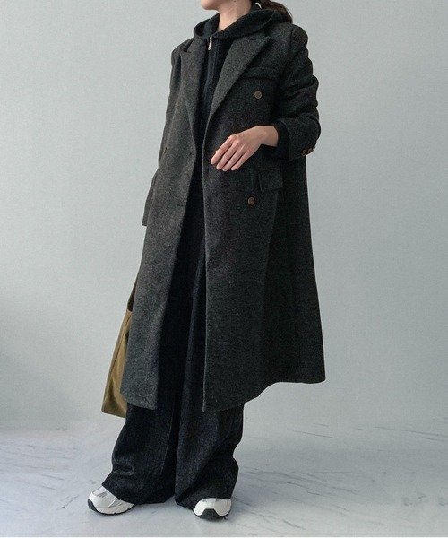on:nue(オンニュ)の「【on:nue】ダブルボタンロングチェスターコート(チェスターコート・レディース・ブラック/アイボリー/ブラウン・FREE)」の13枚目の写真