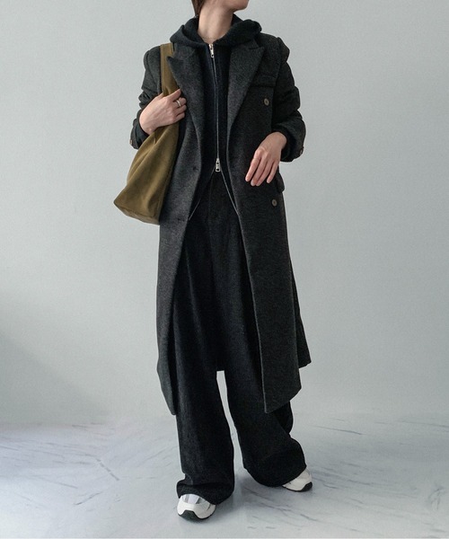 on:nue(オンニュ)の「【on:nue】ダブルボタンロングチェスターコート(チェスターコート・レディース・ブラック/アイボリー/ブラウン・FREE)」の11枚目の写真