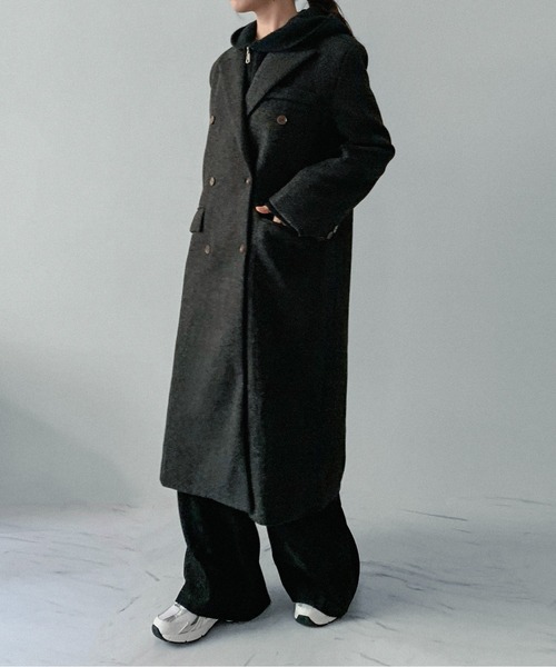 on:nue(オンニュ)の「【on:nue】ダブルボタンロングチェスターコート(チェスターコート・レディース・ブラック/アイボリー/ブラウン・FREE)」の14枚目の写真