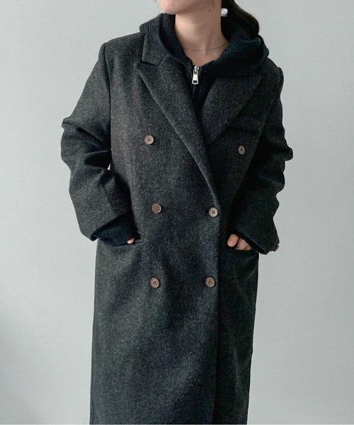 on:nue(オンニュ)の「【on:nue】ダブルボタンロングチェスターコート(チェスターコート・レディース・ブラック/アイボリー/ブラウン・FREE)」の18枚目の写真