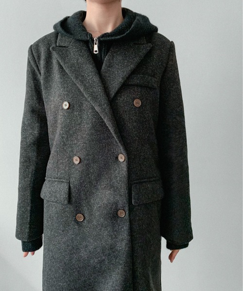 on:nue(オンニュ)の「【on:nue】ダブルボタンロングチェスターコート(チェスターコート・レディース・ブラック/アイボリー/ブラウン・FREE)」の20枚目の写真