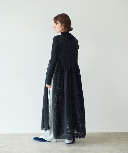 yuni（ユニ　）の「コットンレース side open ワンピース（ワンピース・レディース・ブラック/ホワイト・FREE）」の7枚目の写真