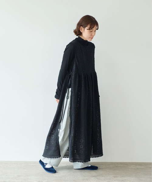 yuni（ユニ　）の「コットンレース side open ワンピース（ワンピース・レディース・ブラック/ホワイト・FREE）」の8枚目の写真