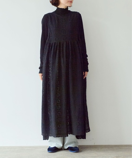 yuni（ユニ　）の「コットンレース side open ワンピース（ワンピース・レディース・ブラック/ホワイト・FREE）」の10枚目の写真