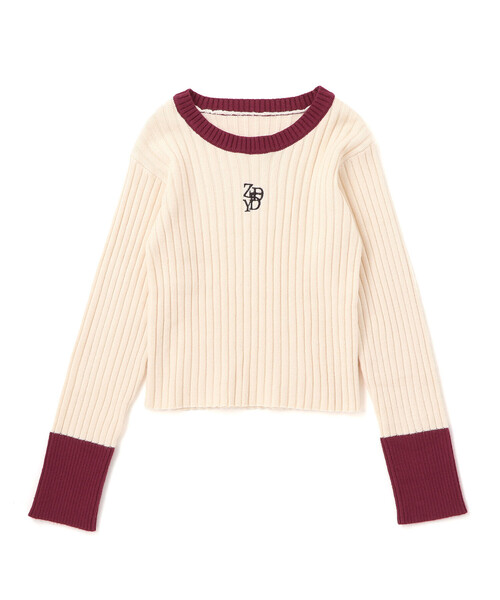 ZIDDY（ジディ）の「バイカラーリブニット(130~160cm)（ニット/セーター・キッズ・オフホワイト/グレー・130cm/150cm/140cm/FREE）」の10枚目の写真