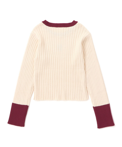 ZIDDY（ジディ）の「バイカラーリブニット(130~160cm)（ニット/セーター・キッズ・オフホワイト/グレー・130cm/150cm/140cm/FREE）」の11枚目の写真