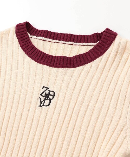 ZIDDY（ジディ）の「バイカラーリブニット(130~160cm)（ニット/セーター・キッズ・オフホワイト/グレー・130cm/150cm/140cm/FREE）」の12枚目の写真