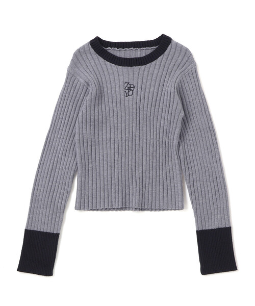 ZIDDY（ジディ）の「バイカラーリブニット(130~160cm)（ニット/セーター・キッズ・オフホワイト/グレー・130cm/150cm/140cm/FREE）」の17枚目の写真