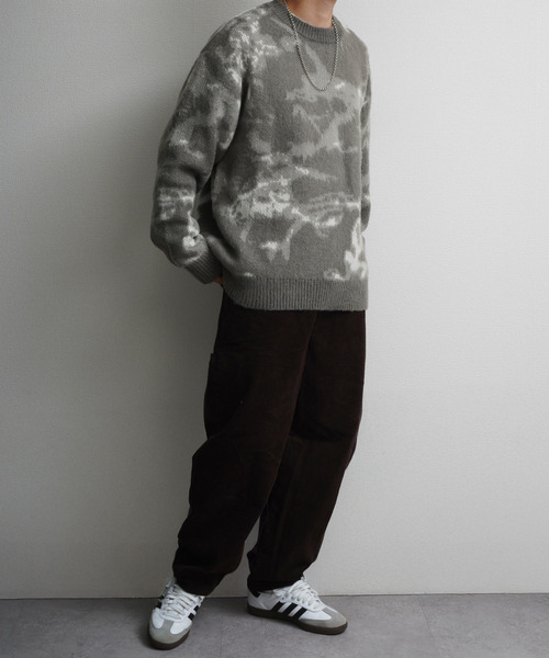 NILWAY（ニルウェイ）の「Wジャガードスモーク柄ニット（ニット/セーター・メンズ・パープル/グレー/ブラック・MEDIUM/LARGE/X-LARGE）」の7枚目の写真