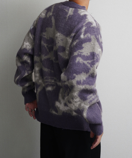 NILWAY（ニルウェイ）の「Wジャガードスモーク柄ニット（ニット/セーター・メンズ・パープル/グレー/ブラック・MEDIUM/LARGE/X-LARGE）」の9枚目の写真