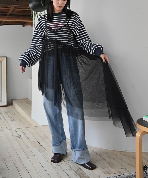 WILLFULLY（ウィルフリー）の「border logo print cropped sweat tops（スウェット・レディース・ネイビー/ホワイト/ライム・FREE）」の15枚目の写真