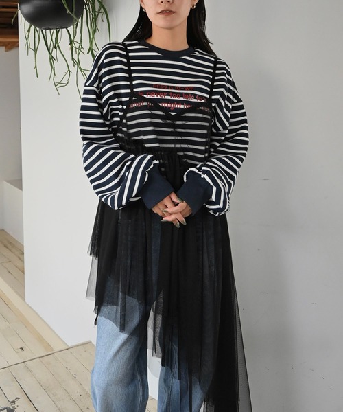 WILLFULLY（ウィルフリー）の「border logo print cropped sweat tops（スウェット・レディース・ネイビー/ホワイト/ライム・FREE）」の16枚目の写真