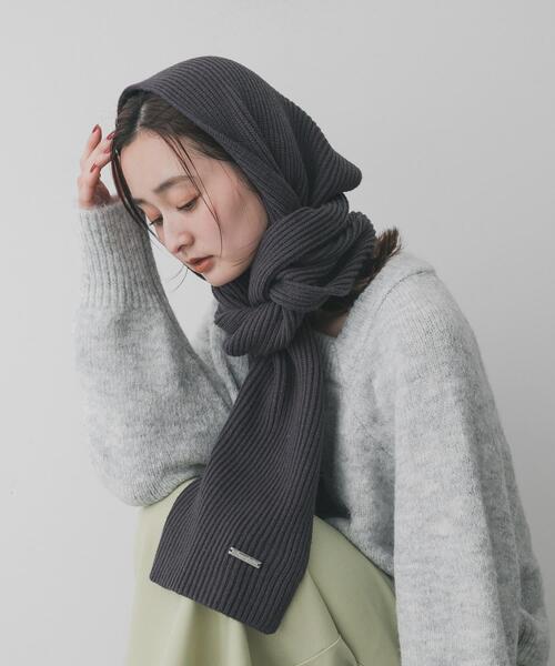 SENSE OF PLACE by URBAN RESEARCH（センスオブプレイスバイアーバンリサーチ）の「モチモチニットストール（マフラー・レディース・チャコールグレー/グレー/レッド・ONE）」の5枚目の写真
