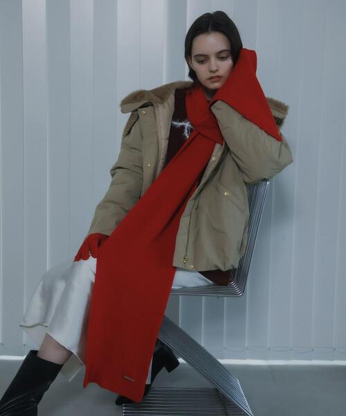 SENSE OF PLACE by URBAN RESEARCH（センスオブプレイスバイアーバンリサーチ）の「モチモチニットストール（マフラー・レディース・チャコールグレー/グレー/レッド・ONE）」の21枚目の写真