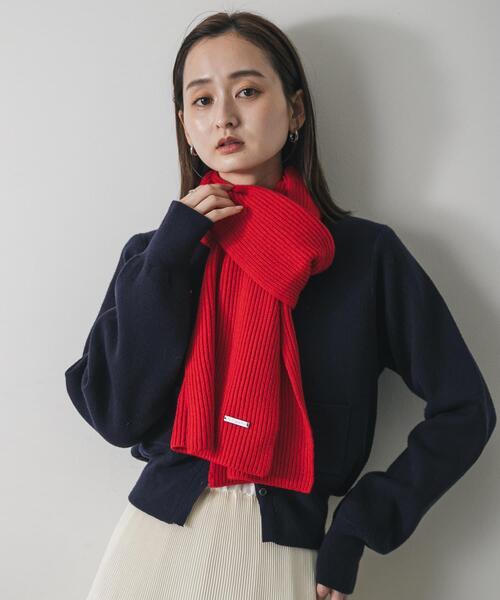 SENSE OF PLACE by URBAN RESEARCH（センスオブプレイスバイアーバンリサーチ）の「モチモチニットストール（マフラー・レディース・チャコールグレー/グレー/レッド・ONE）」の14枚目の写真