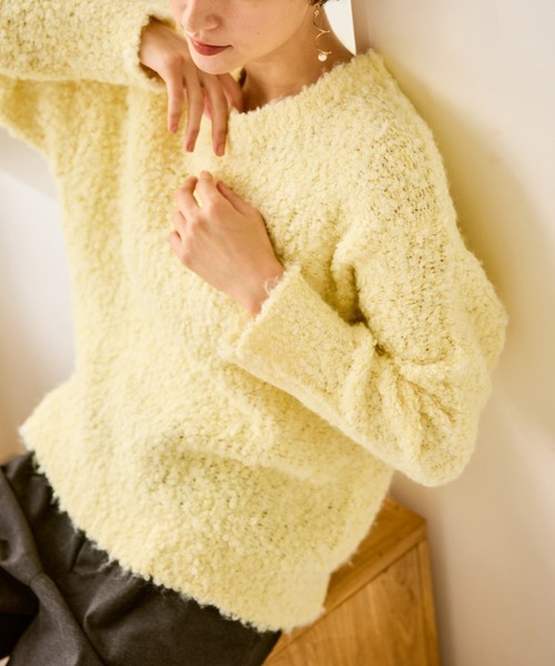ROPE' PICNIC（ロペピクニック）の「ブークレカラーニット（ニット/セーター・レディース・イエロー/ライトグリーン/ライトグレー/ホワイト・FREE）」の4枚目の写真