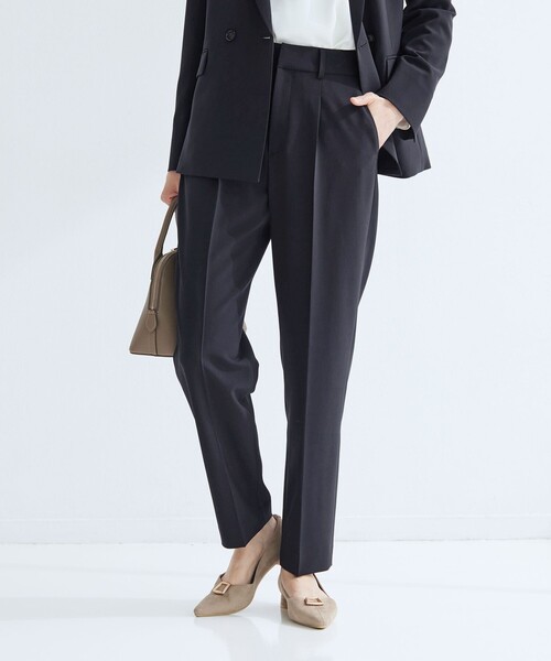 green label relaxing（グリーンレーベルリラクシング）の「［size SHORT/TALLあり］パウドレ テーパード パンツ ウォッシャブル ストレッチ（スラックス・レディース・ネイビー/ブラック・TALL/46/44/42/40/38/36/34/SHORT）」の5枚目の写真