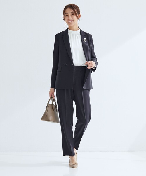 green label relaxing（グリーンレーベルリラクシング）の「［size SHORT/TALLあり］パウドレ テーパード パンツ ウォッシャブル ストレッチ（スラックス・レディース・ネイビー/ブラック・TALL/46/44/42/40/38/36/34/SHORT）」の8枚目の写真