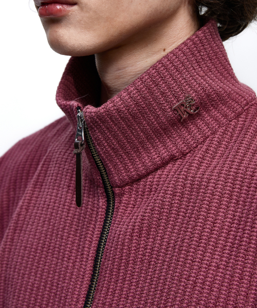 RSSC(アールエスエスシー)の「STITCHED MIX KNIT ZIP UP - PINK/BEIGE(カーディガン/ボレロ・レディース・ベビーピンク・1/2)」の7枚目の写真