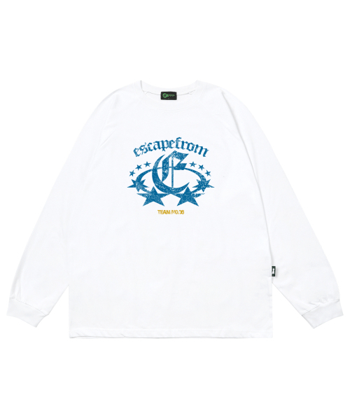 Blue Team Number 06 Print Long Sleeve White